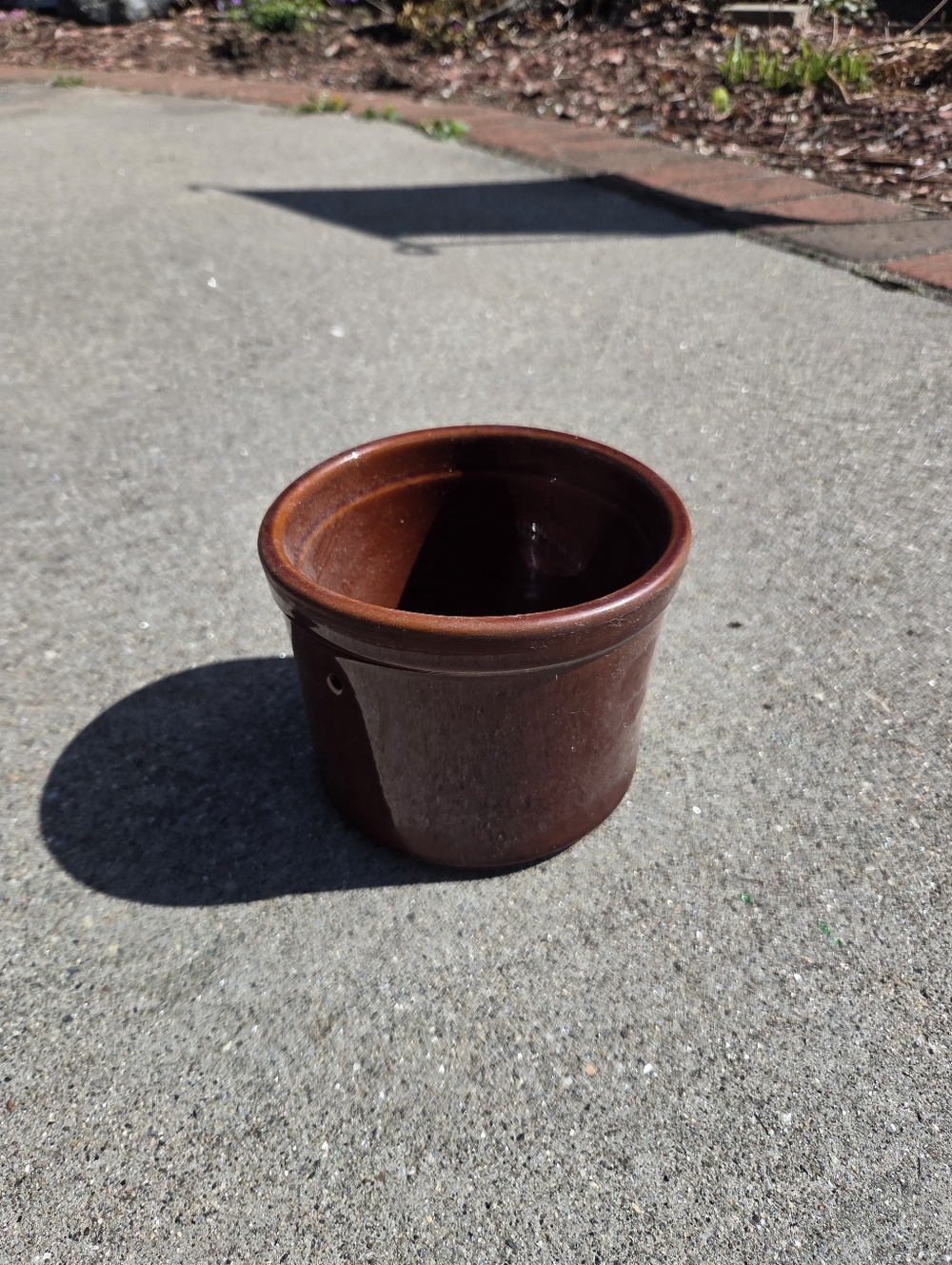 Butter Crock Brown Glaze Pottery Signed Jaxton on bottom Mini pot Vintage